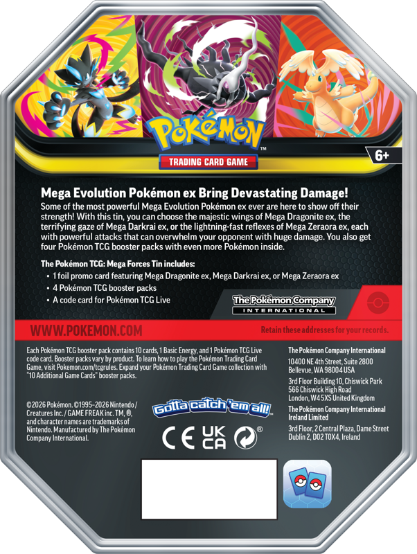 Pokémon TCG: Mega Forces Tin (Darkrai / Dragonite / Zeraora)