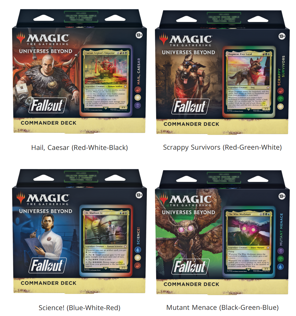 Magic: The Gathering: Fallout Commander Decks (Science, Magic Menace, Hail Ceaser, Scrappy Survivors)
